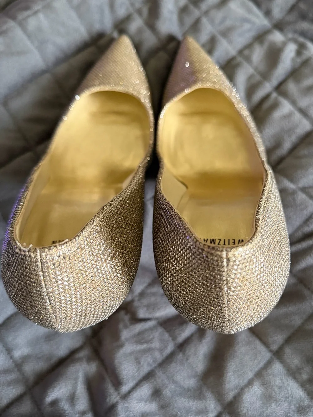 Stuart Weitzman Metallic Champagne Pointed-Toe Pumps
